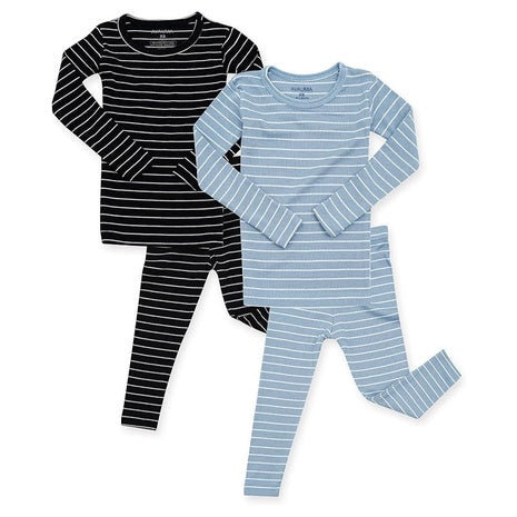 2 Pack of Size 3T Dark Blue, Black Ribbed Pajamas
