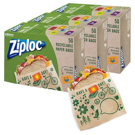 150 Ziploc Paper Sandwich & Snack Bags