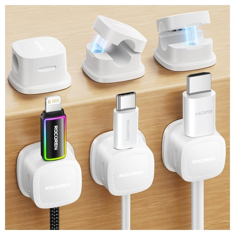 6-Count Rocoren 60-Deg Rotating Magnetic Adhesive Cable/Cord Organizer Clips