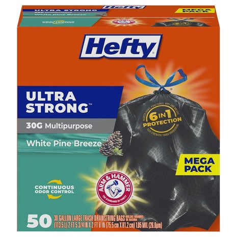 30 Hefty Ultra Strong 30 Gallon Trash Bags