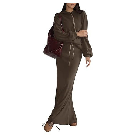 Women's Hoodie and Maxi Skirt Lounge Set (8 Colors)