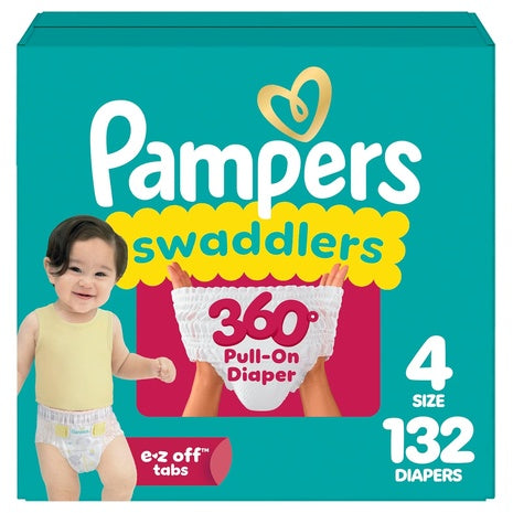 132 Size 4 Pampers Swaddlers 360° Diapers