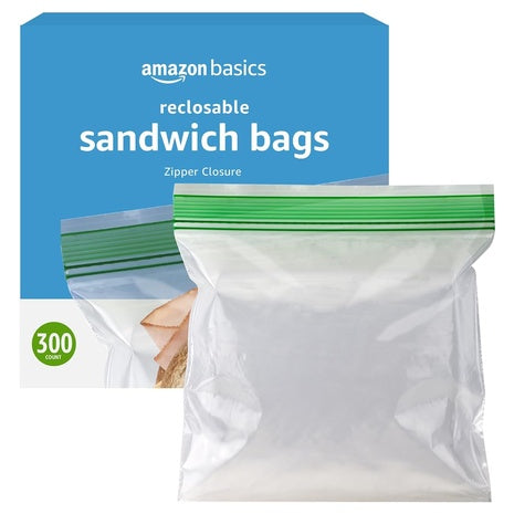 300 Amazon Basics Resealable Sandwich Storage Bags