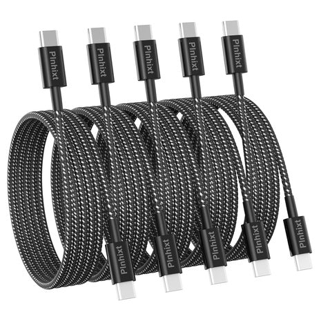 5-Pack 6ft 60W USB-C To USB-C Charging Cables