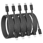 5-Pack 6ft 60W USB-C To USB-C Charging Cables