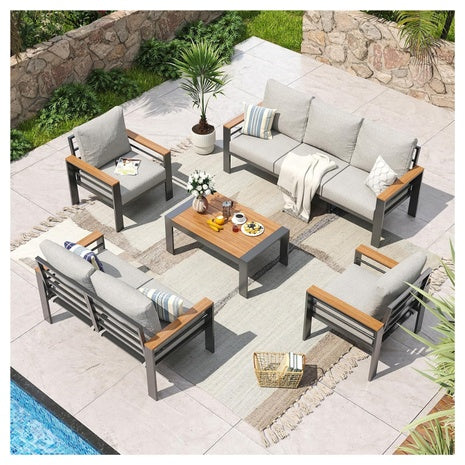 Aoxun 7 Seats Oversized Aluminum Patio Furniture Set