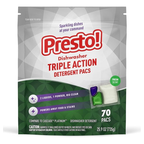 70 Presto! Fresh Scent Triple Action Dishwasher Pacs