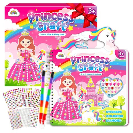 Princess 3-in-1 Sticker Coloring Activity Book