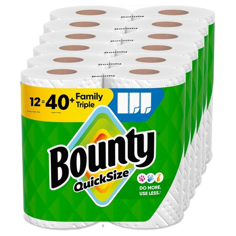 12 Family Triple Rolls = 40 Regular Rolls Of Bounty Paper Towels
