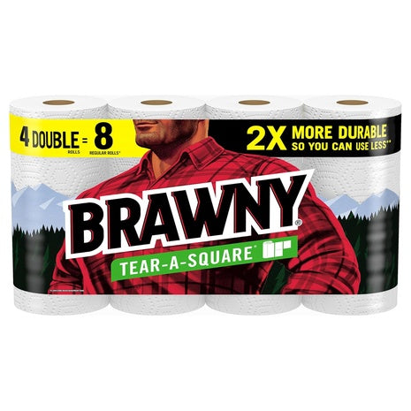 4 Double Rolls Brawny Tear A Square Paper Towels