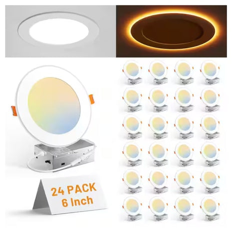 24-Pack 6" 5CCT LED Recessed Light Trim