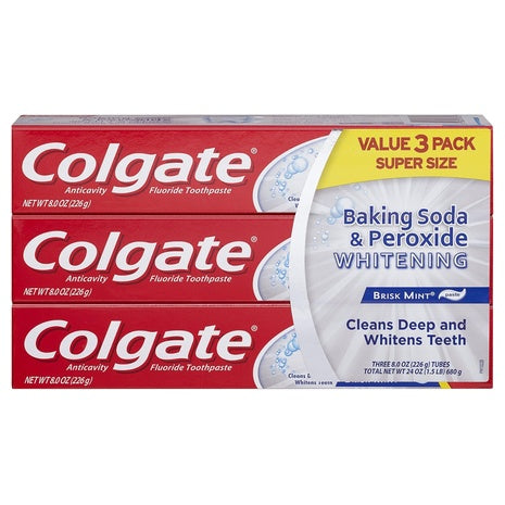 3 Colgate Baking Soda & Peroxide Whitening Toothpastes (8oz)