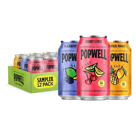 12-Pack Popwell Prebiotic Soda Variety Pack