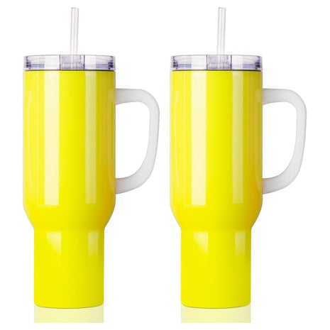 2-Pack 40 Oz Stainless Steel Tumblers w/ Straw