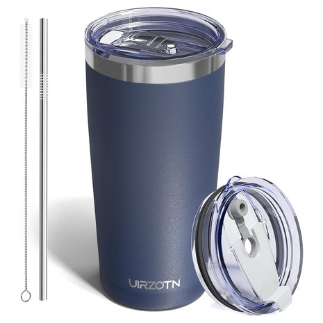 20-Oz Uirzotn Stainless Steel Insulated Tumbler W/ Dual Lids & Straw