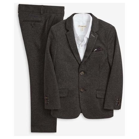 Black Herringbone Stretchy Mod Suit
