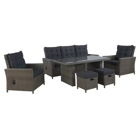Asti All-Weather Wicker 6-Piece Outdoor Seating Set With Reclining Sofa