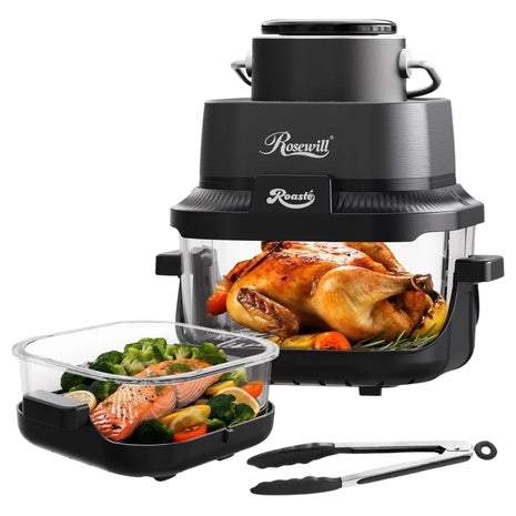 8-in-1 Portable 5.5QT & 1.6QT Dual Transparent Glass Air Fryer