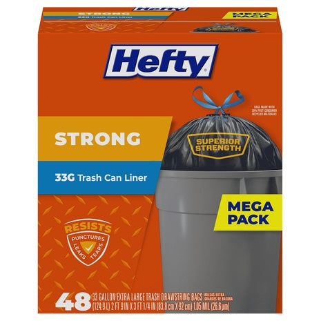 48 Hefty Strong 33 Gallon Trash Bags