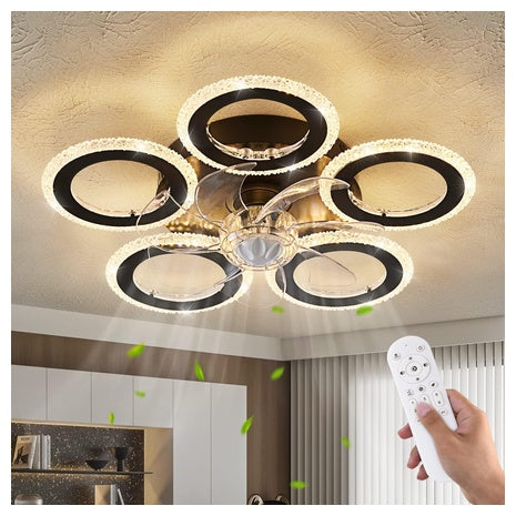 20" Personality Geometric 6 Speeds 3 Light Ceiling Fan With Remote Control