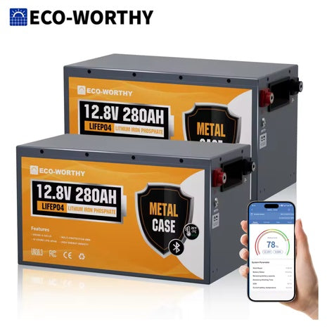 2-Pack ECO-WORTHY 12V 280Ah LiFePO4 RV Battery