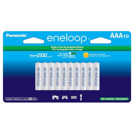 10-Pack Eneloop AAA Ni-MH Pre-Charged Rechargeable Batteries