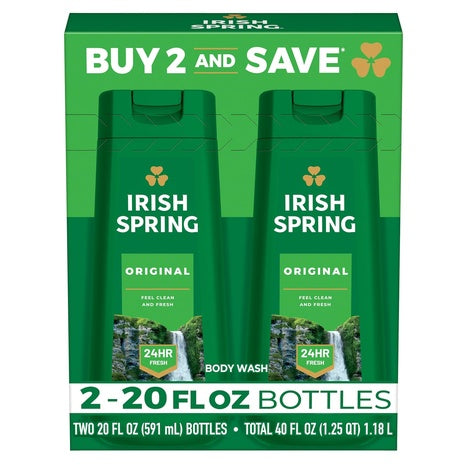 2 Bottles Irish Spring Original Moisturizing Body Wash (20oz)