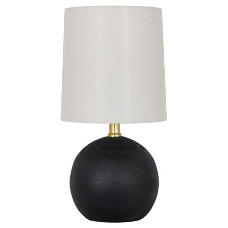 Mainstays 12.5" Mini Black Wood Ball Table Lamp With White Fabric Shade