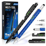 2-Pack 9-in-1 Multitool Pens with LED Light