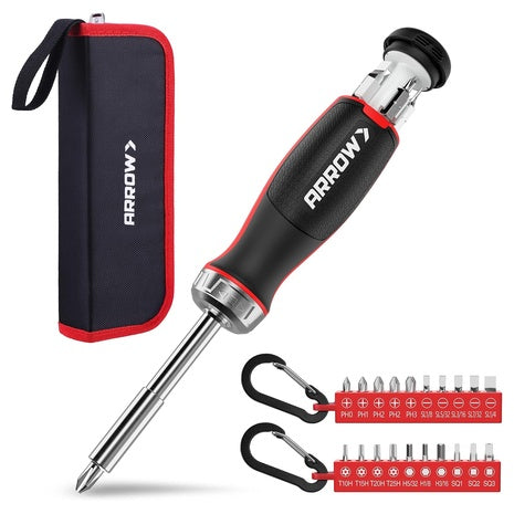 27-in-1 Arrow Ratcheting Multi-Bit Screwdriver Set W/ Zipper Pouch