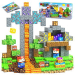 Magnetic Building Blocks Travel Set with Metal Storage Tin