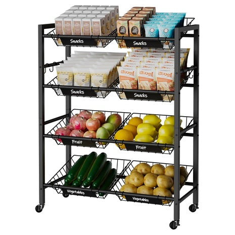 IBUYKE 25.2" W Metal Rolling Snack Cart W/ 8 Removable Basket