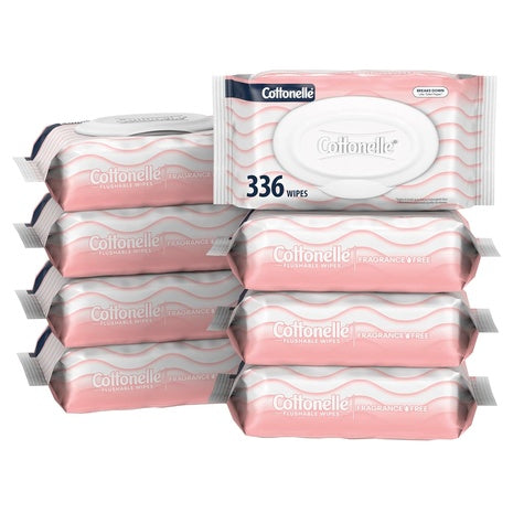 336-Count Cottonelle Fragrance Free Flushable Adult Wet Wipes