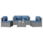 5-Piece Shintenchi Outdoor Wicker Rattan Sectional Sofa Set