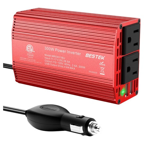 BESTEK 300W Car Power Inverter (DC 12V To 110V AC Converter)
