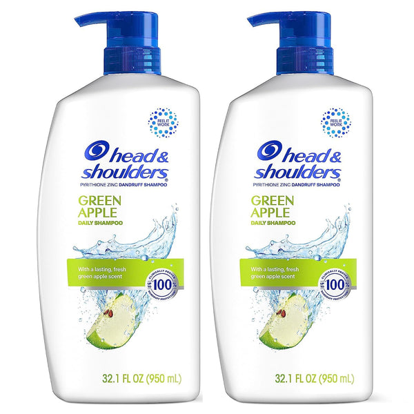 2 Fresh Green Apple Anti-Dandruff Shampoo Bottles (32.1oz)