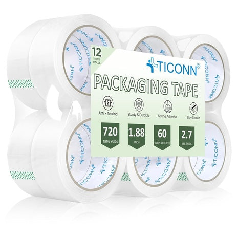 12-Pack Heavy Duty Clear Packaging Tape