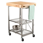 Origami Foldaway Rolling Solid Wood Top Kitchen Cart