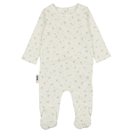 Manière Sweet Rose Baby Footie Blue