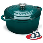 7QT Enameled Cast Iron Dutch Oven Pot with Lid & Potholders