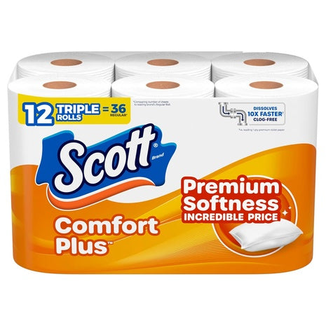 36 Triple Rolls (=108 Reg) Scott ComfortPlus Toilet Paper