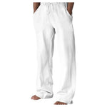 Runcati Mens Drawstring Elastic Waist Casual Linen Pants