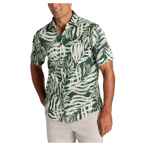 Jos. A. Bank Tailored Fit Giant Fern Short Sleeve Sportshirt