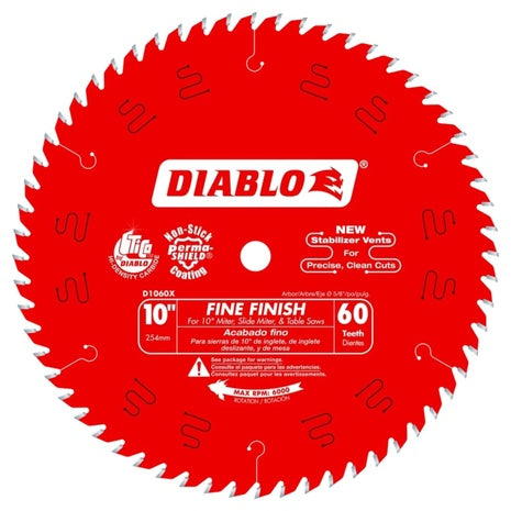 Diablo D1060X 10" X 60 Tooth Fine Finish Circular Saw Blade