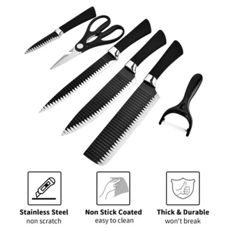 6-Piece Non-Stick Culinary Soft Touch Anti-Slip Handle Knife Set
