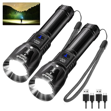 2 Rechargeable Super Bright Flashlights