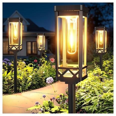 8-Pack Outdoor Taller Solar Pathway Lights (Warm White)
