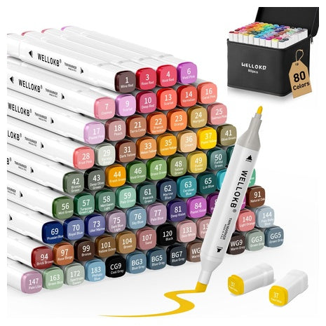 80-Count Colors Alcohol Based Dual Tip Markers Set