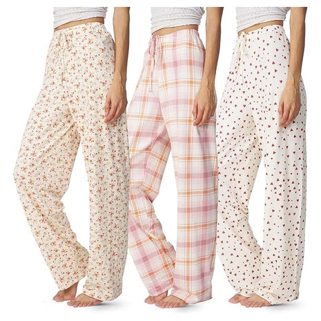3-Pack Lounge Bottoms Pajama PJ Pants For Women