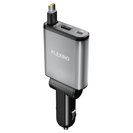 30W PD Retractable USB-C Car Charger W/ USB-C & USB-A Ports